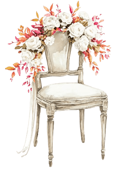 Cadeira com arranjo de flores